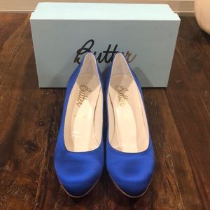 Butter Candace Blue Satin Pumps